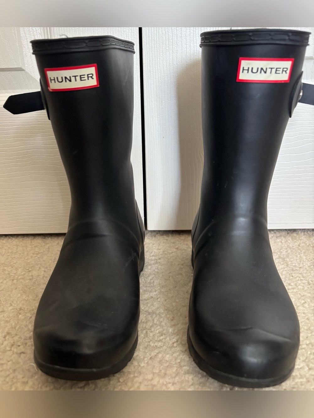 Women's Size 7 Short Black Wellington Hunter Rain Boots